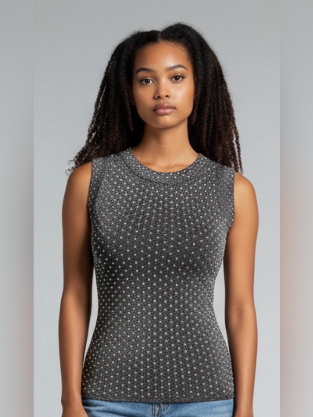 LNA Jones Shine Tank Black Rhinestone New Tags Size XS